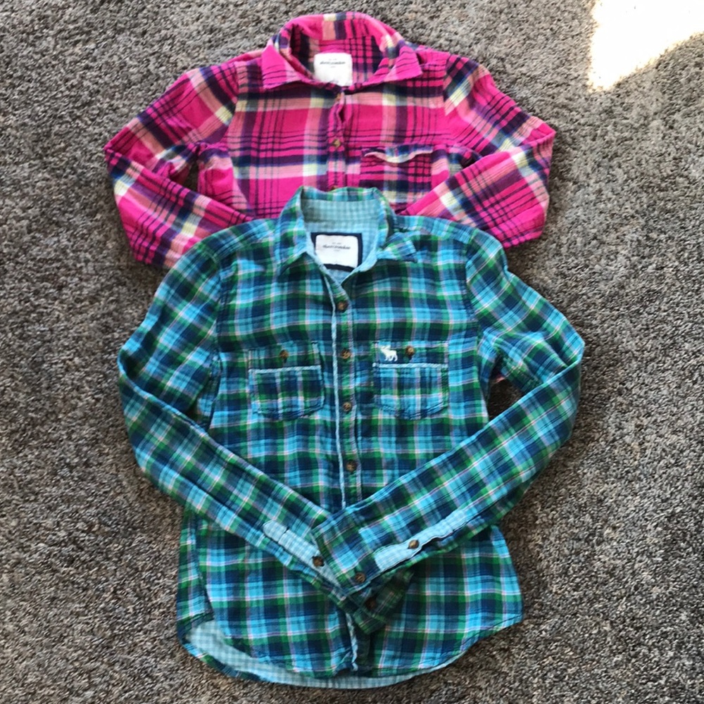 Two Abercrombie kids flannel tops. Size large.